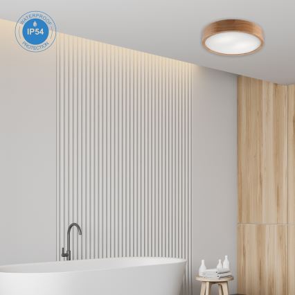 Плафон за баня OAK 3xE27/15W/230V дъб ø 37 см IP54 - FSC сертифицирано