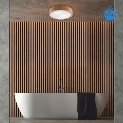 Плафон за баня OAK 3xE27/15W/230V дъб ø 37 см IP54 - FSC сертифицирано