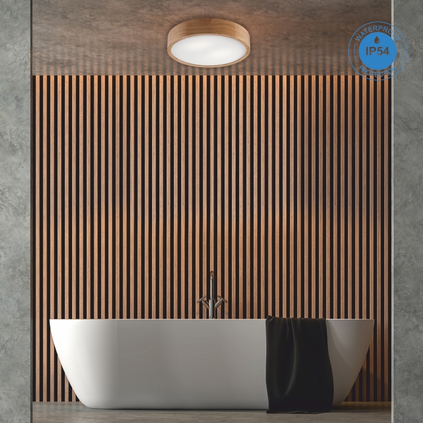 Плафон за баня OAK 3xE27/15W/230V дъб ø 37 см IP54 - FSC сертифицирано