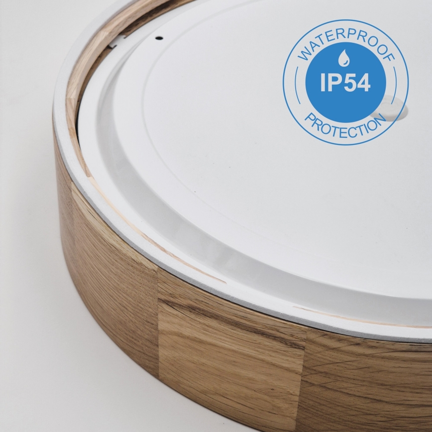 Плафон за баня OAK 3xE27/15W/230V дъб ø 37 см IP54 - FSC сертифицирано