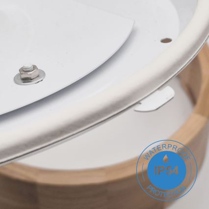 Плафон за баня OAK 3xE27/15W/230V дъб ø 37 см IP54 - FSC сертифицирано