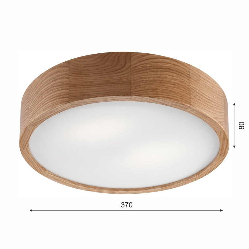 Плафон за баня OAK 3xE27/15W/230V дъб ø 37 см IP54 - FSC сертифицирано
