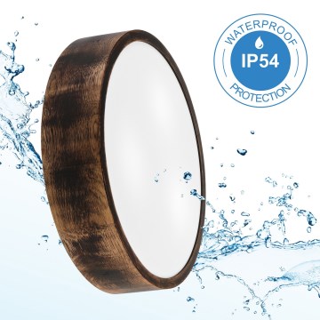 Плафон за баня OAK SMOKY 3xE27/15W/230V IP54 ø 37,5 см дъб/кафяв