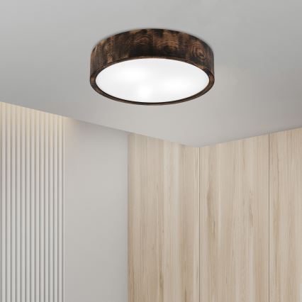 Плафон за баня OAK SMOKY 3xE27/15W/230V IP54 ø 37,5 см дъб/кафяв