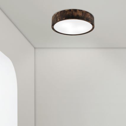 Плафон за баня OAK SMOKY 3xE27/15W/230V IP54 ø 37,5 см дъб/кафяв