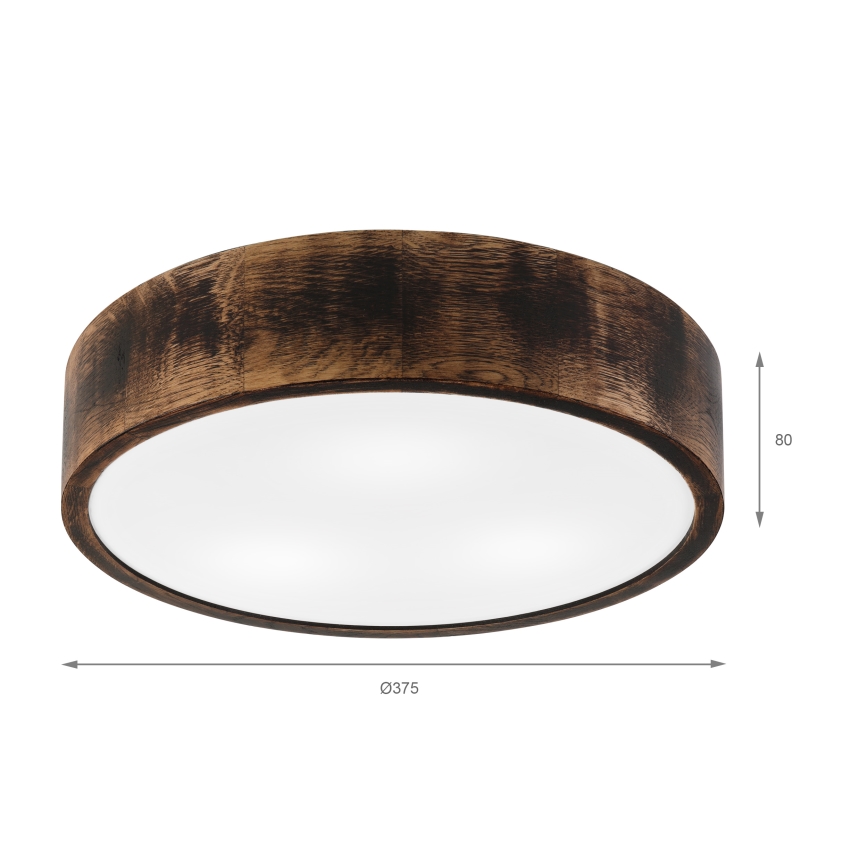 Плафон за баня OAK SMOKY 3xE27/15W/230V IP54 ø 37,5 см дъб/кафяв