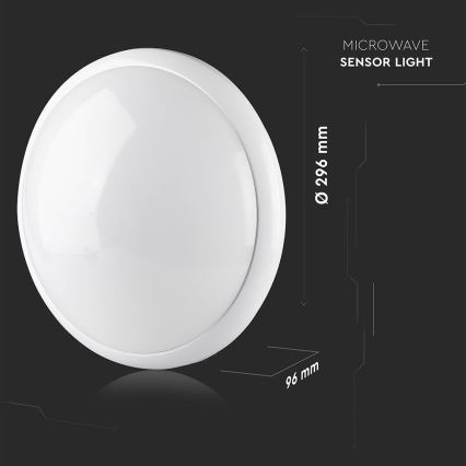 Плафон за баня със сензор 1xE27/60W/230V IP44 ø 29,6 см