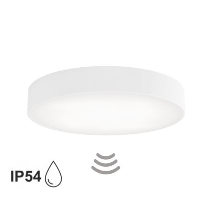 Плафон за баня със сензор CLEO 4xE27/24W/230V Ø 50 см IP54 бял