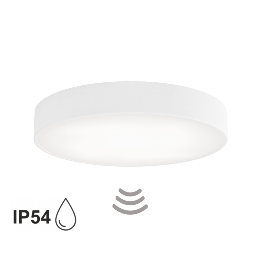 Плафон за баня със сензор CLEO 4xE27/24W/230V Ø 50 см IP54 бял