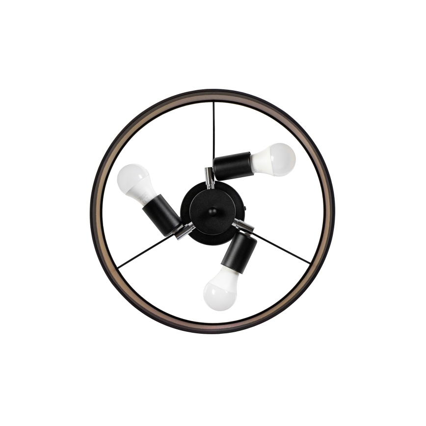 Плафонен полилей ALBA 3xE27/15W/230V Ø 40 см черен/кафяв