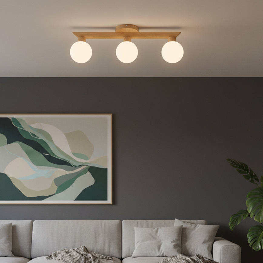 Плафонен полилей ANTONIO 3xG9/5W/230V дъб/бял