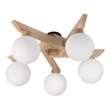 Плафонен полилей ANTONIO 5xG9/5W/230V дъб/бял