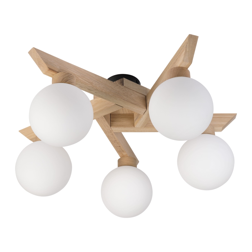 Плафонен полилей ANTONIO 5xG9/5W/230V дъб/бял