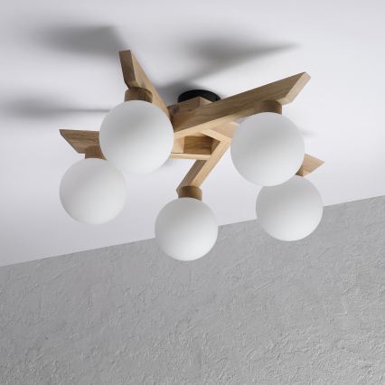 Плафонен полилей ANTONIO 5xG9/5W/230V дъб/бял