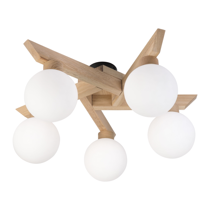 Плафонен полилей ANTONIO 5xG9/5W/230V дъб/бял