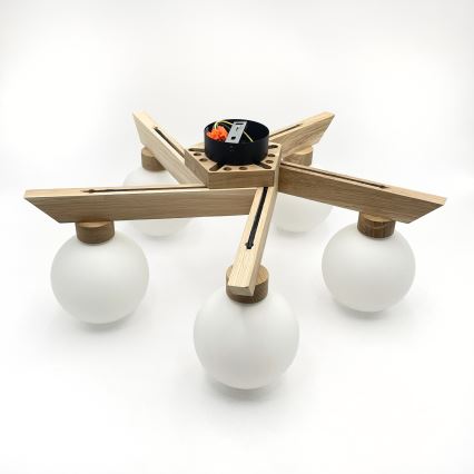 Плафонен полилей ANTONIO 5xG9/5W/230V дъб/бял