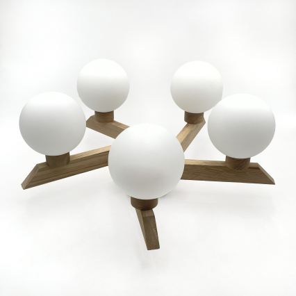 Плафонен полилей ANTONIO 5xG9/5W/230V дъб/бял