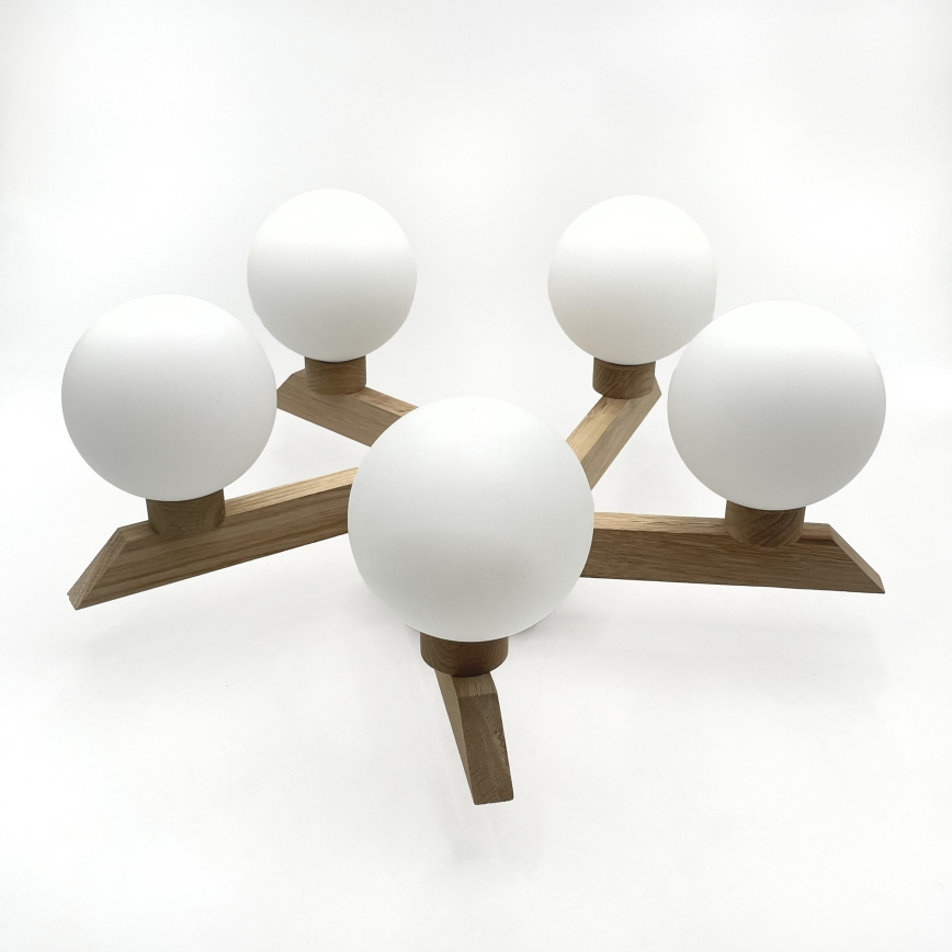 Плафонен полилей ANTONIO 5xG9/5W/230V дъб/бял