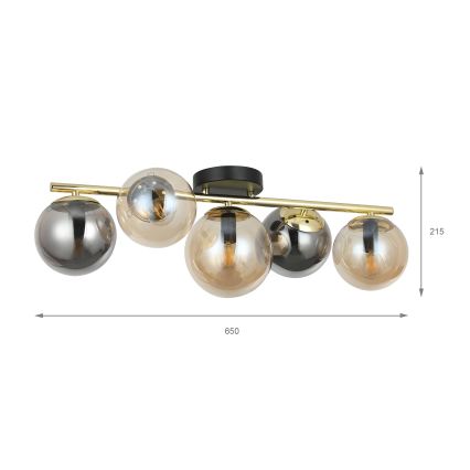 Плафонен полилей AURIS 5xE14/15W/230V златист/опушено черно/бежово