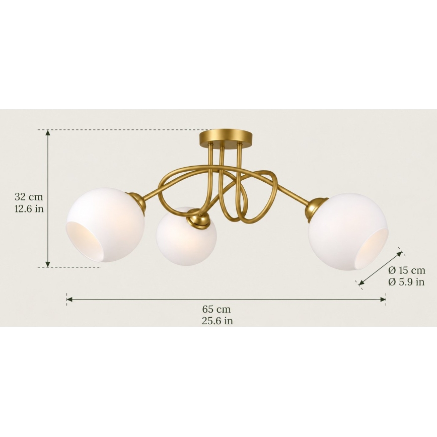 Плафонен полилей BAROC 3xE14/40W/230V златен