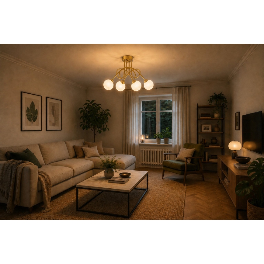 Плафонен полилей BAROC 4xE14/40W/230V златен