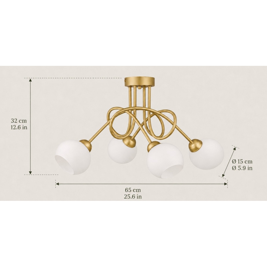 Плафонен полилей BAROC 4xE14/40W/230V златен