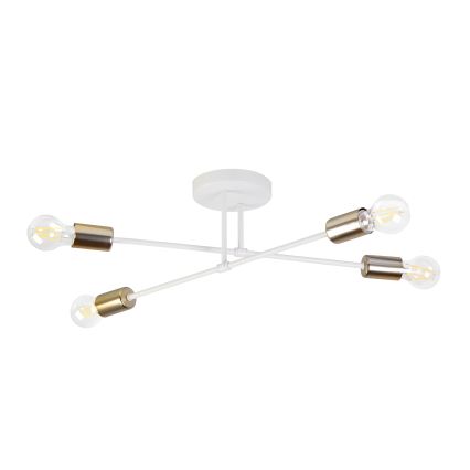 Плафонен полилей CAMBRIDGE 4xE27/15W/230V месинг/бял