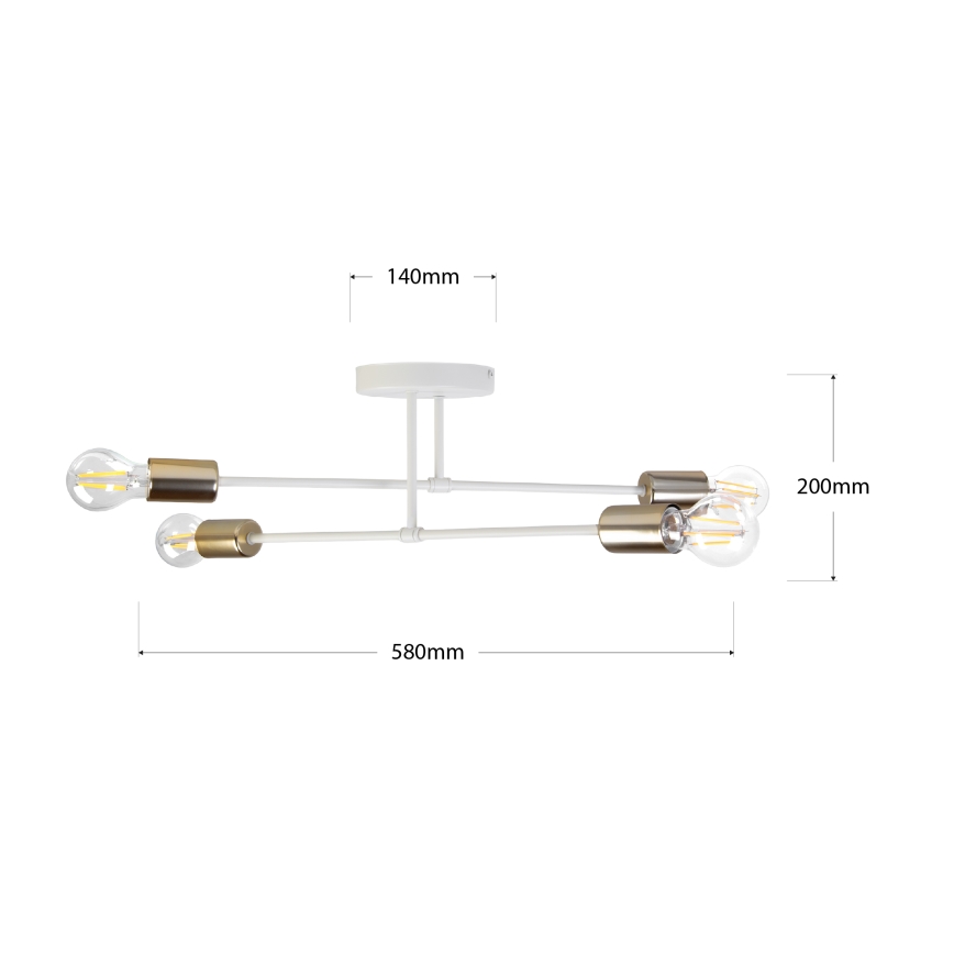 Плафонен полилей CAMBRIDGE 4xE27/15W/230V месинг/бял