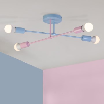 Плафонен полилей CAMBRIDGE 4xE27/15W/230V, син/розов