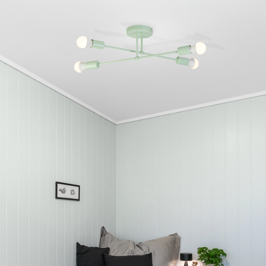 Плафонен полилей CAMBRIDGE 4xE27/15W/230V зелен