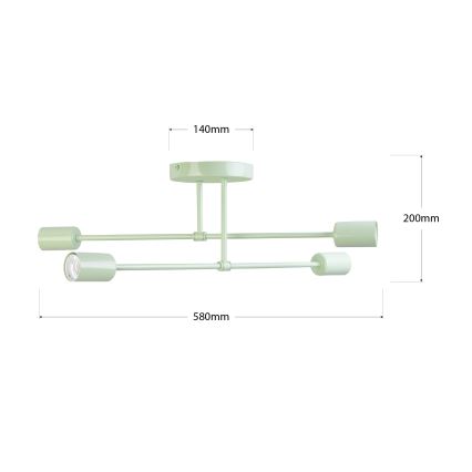 Плафонен полилей CAMBRIDGE 4xE27/15W/230V зелен