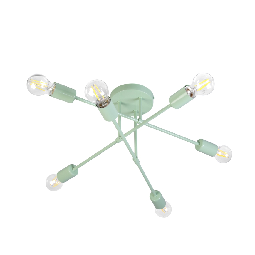 Плафонен полилей CAMBRIDGE 6xE27/15W/230V зелен