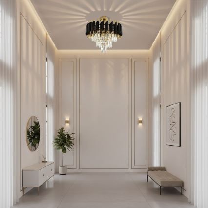Плафонен полилей CRISTAL 5xE14/10W/230V черен/златен