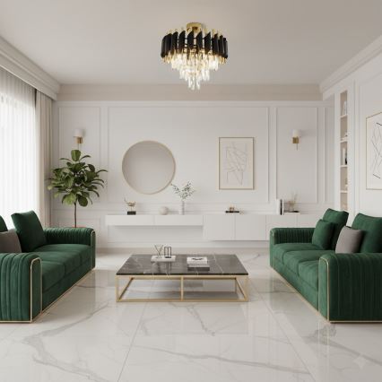 Плафонен полилей CRISTAL 5xE14/10W/230V черен/златен
