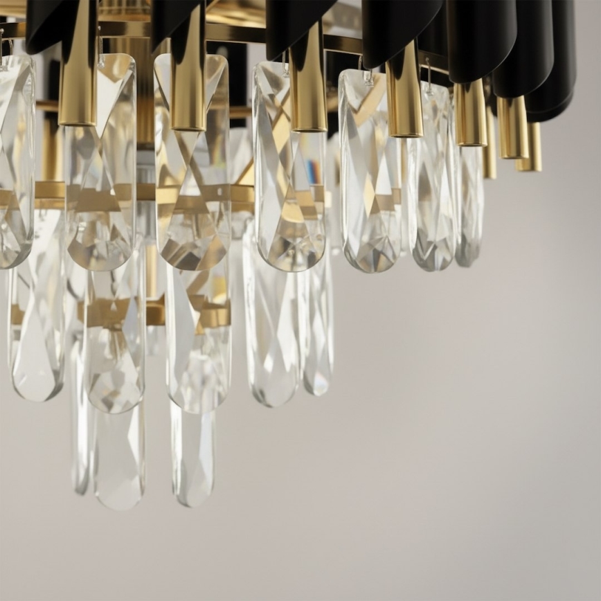 Плафонен полилей CRISTAL 5xE14/10W/230V черен/златен