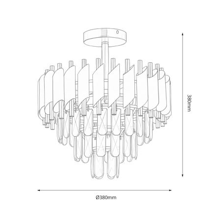 Плафонен полилей CRISTAL 5xE14/10W/230V черен/златен