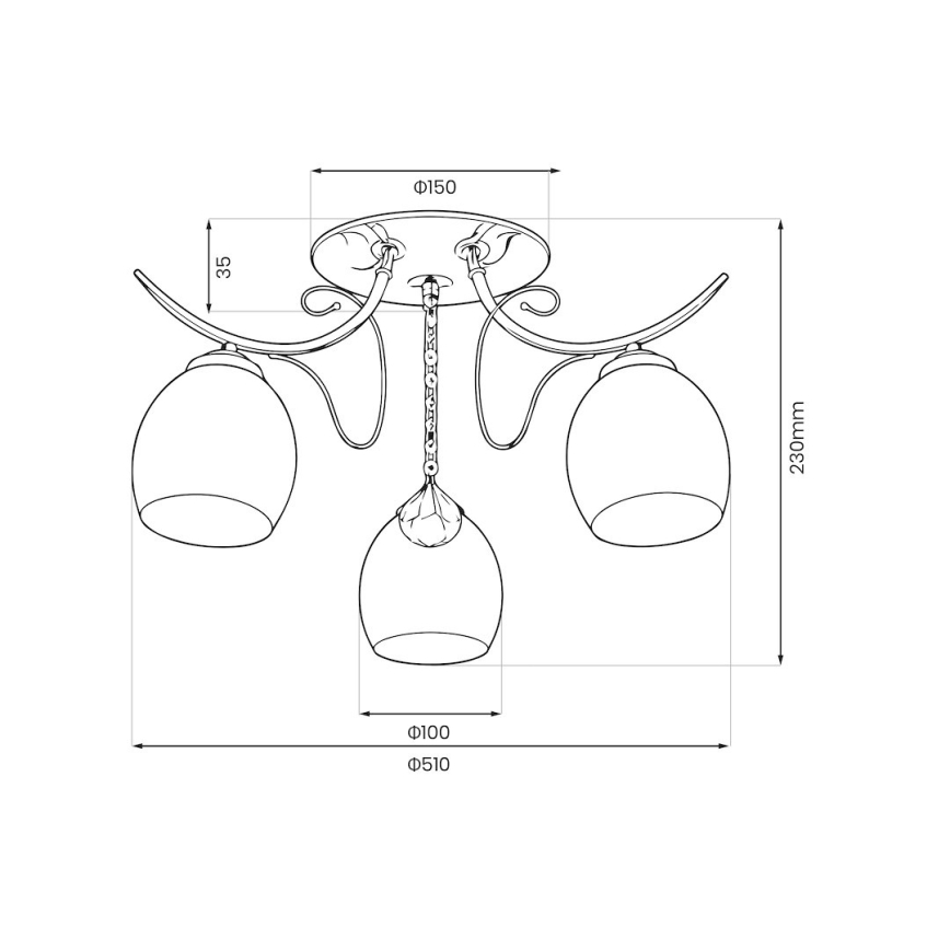 Плафонен полилей ELLA 3xE27/15W/230V лъскав хром
