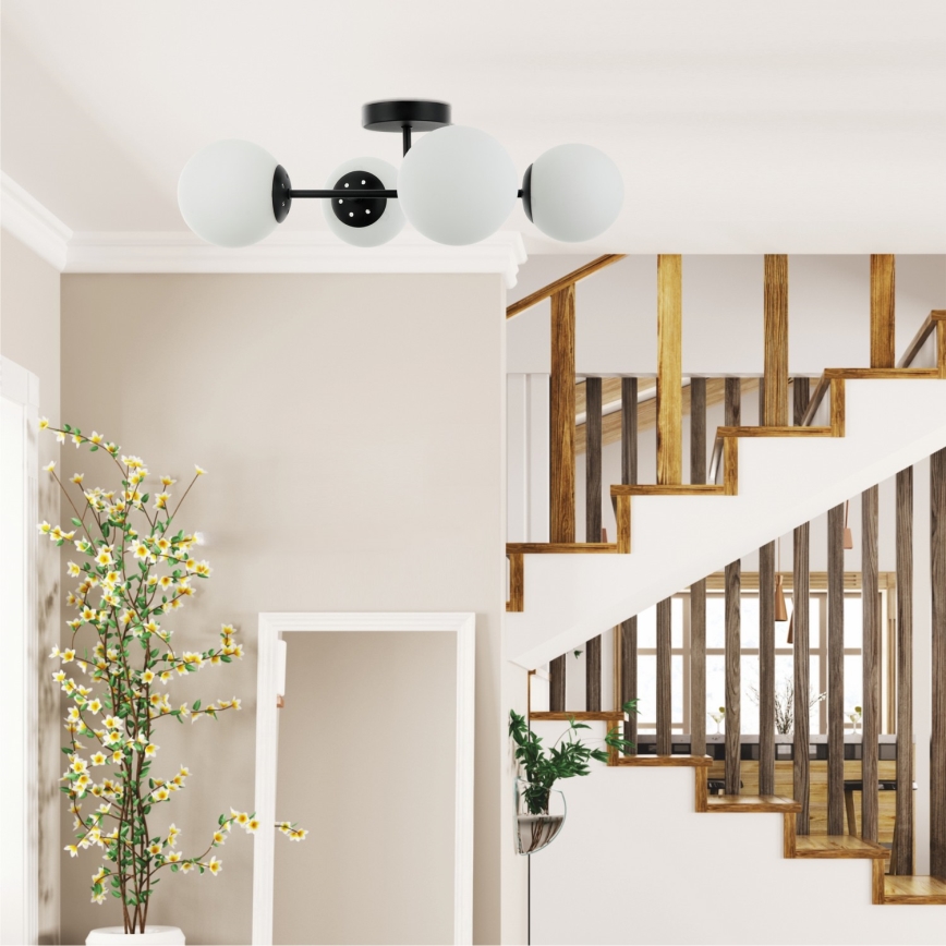 Плафонен полилей MADDIE 4xE14/5W/230V черен