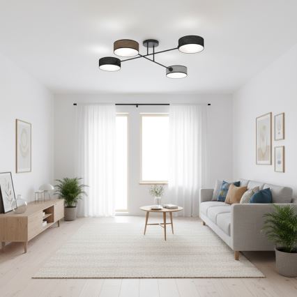 Плафонен полилей MAGA 4xE14/10W/230V черен/кафяв/сив