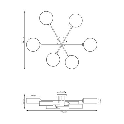 Плафонен полилей MAGA 6xE14/10W/230V бежов