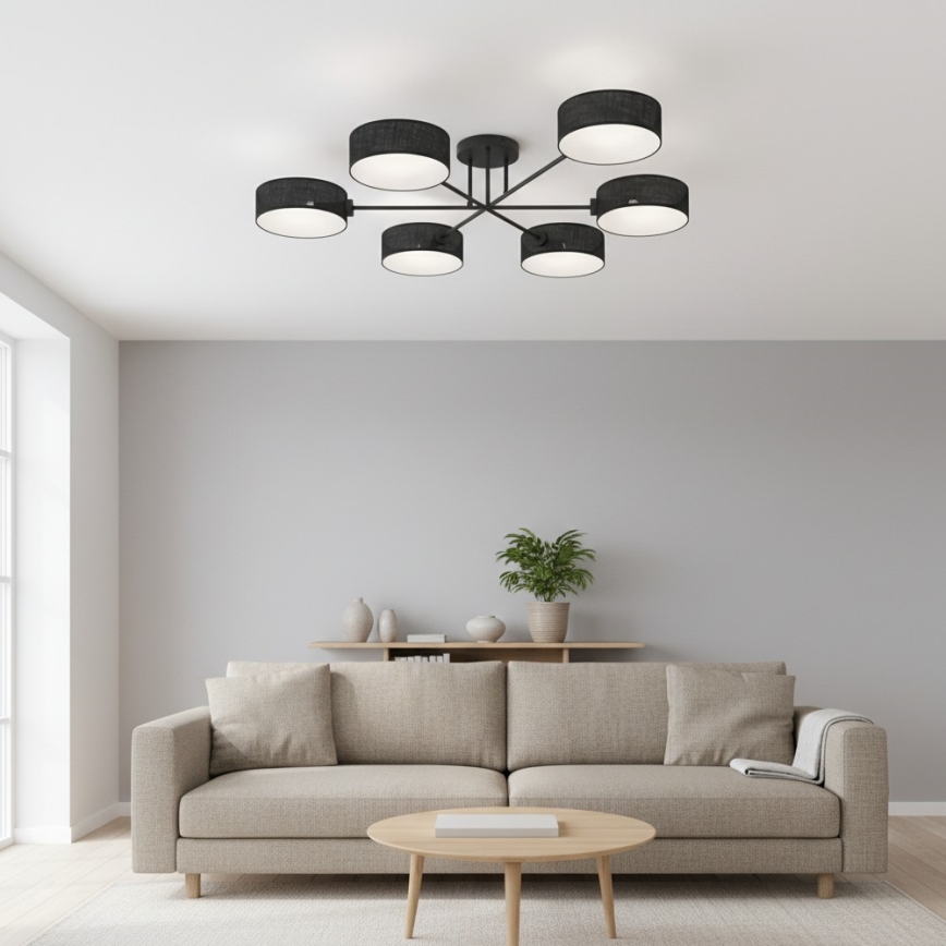 Плафонен полилей MAGA 6xE14/10W/230V черен