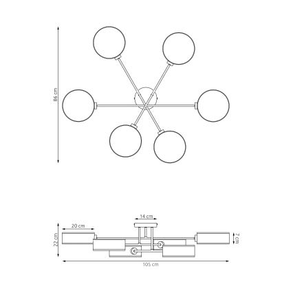 Плафонен полилей MAGA 6xE14/10W/230V кафяв