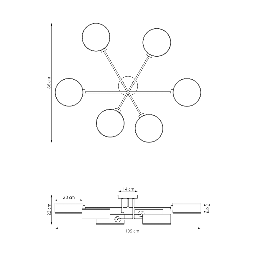 Плафонен полилей MAGA 6xE14/10W/230V кафяв