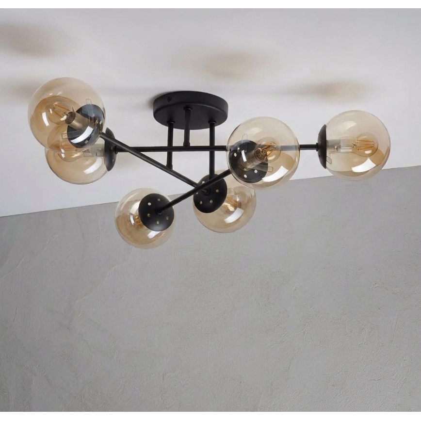 Плафонен полилей MALENA 6xE14/5W/230V кафяв/димно-бежов