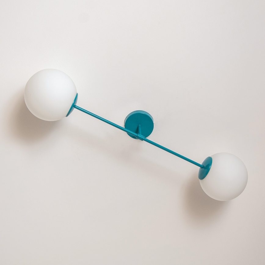 Плафонен полилей MOON 2xE27/15W/230V тюркоазен