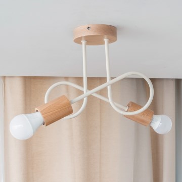 Плафонен полилей OXFORD 2xE27/15W/230V бор/кремав