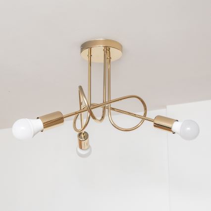Плафонен полилей OXFORD 3xE27/15W/230V златист