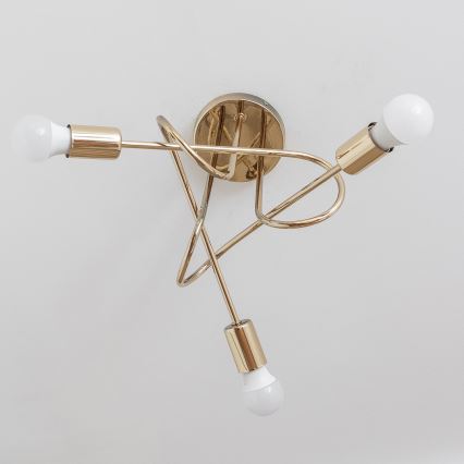 Плафонен полилей OXFORD 3xE27/15W/230V златист