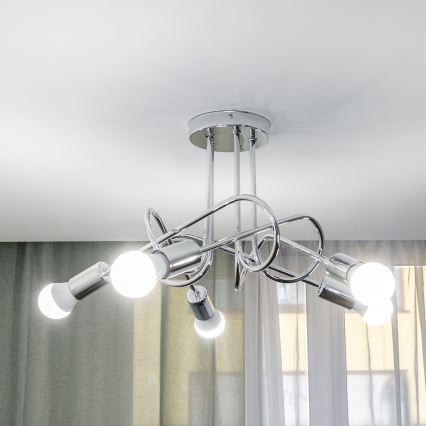 Плафонен полилей OXFORD 5xE27/15W/230V лъскав хром