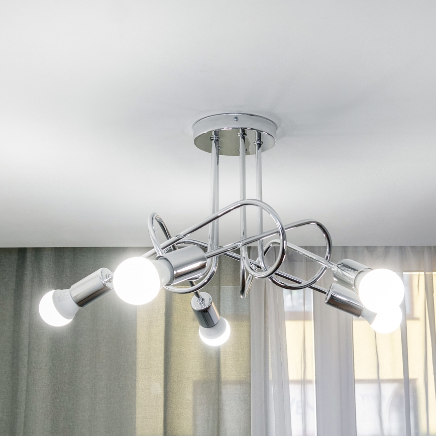 Плафонен полилей OXFORD 5xE27/15W/230V лъскав хром